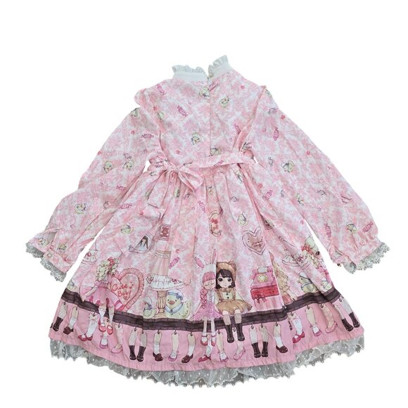Angels Heart Honey Jam Sweet Lolita Dress size M Pink Lace & Ribbon - Picture 4 of 11